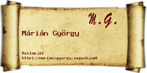 Márián György névjegykártya